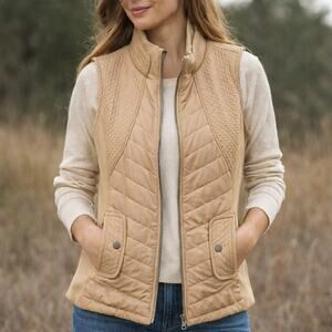 LulaRoe Hunter Vest Women’s Small Tan Quilted Zip Up Utility Pockets
